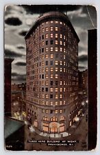 c1908~Turks Head Building~Downtown~Providence RI~Night~Moon~Antique Postcard picture