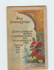 Postcard Flower Art Print Hearty Christmas Greetings picture