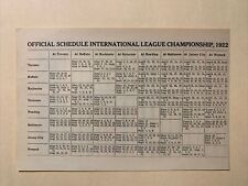 Official International League 1922 Season Baseball 4X6 Schedule picture