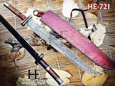 HUNTEX Custom Handmade Damascus Blade Rosewood Hilt 775 mm Long Superb Dao Sword picture