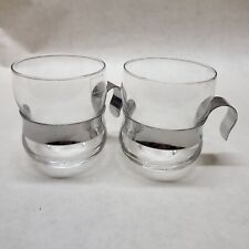 Vintage Littala PAULA Glasses  With Silver Plated Metal Clips Set Of 2 picture