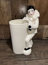 Vintage Made In Japan Harlequin Pierrot Mime Clown Art Deco Vase 9” picture