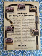 Vintage 1976 Peugeot 504 Print Ad Goes Through Hell To Get To America picture