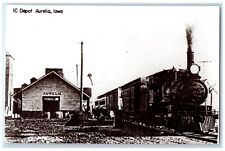 c1960's IC Depot Aurelia Iowa Railroad Train Depot Station RPPC Photo Postcard picture