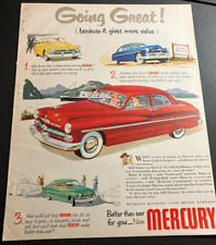1950 Mercury Sedan - Vintage Original Illustrated Color Print Ad / Wall Art picture