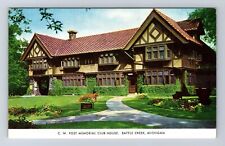 Battle Creek MI-Michigan, C W Post Memorial Club House, Vintage Postcard picture