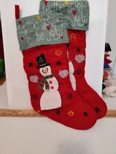 2 Christmas Stockings, Appliqued Snowman, “Tis The Season To Be Jolly