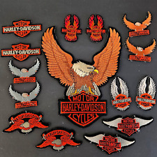 Lot of 15 Harley Davidson Motor Cycles Patches Large Eagle + 2 of each of smalls picture