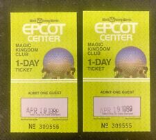 (2) Vintage 1989 WALT DISNEY WORLD EPCOT Ticket  Magic Kingdon Club CollectIble. picture