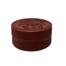 Vintage Chinese Red Resin Lacquer Round Carving Small Accent Box ws3012 picture