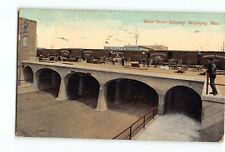 Old 1908 Postcard of Main Street Subway Winnipeg Manitoba Canada w/ train picture