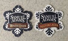 2 (Two) Christmas Samuel Adams Beer Coaster Snowflake Ornaments - New picture