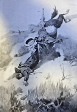 1908 Vintage Magazine Illustration J W. Herbert Dunton Rider Thrown From Horse picture
