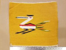 Vtg Ecuadorian Weave / Wall Hanging White & Red Bird on Yellow Background picture