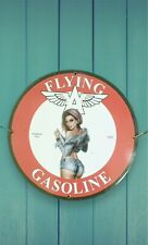 RARE FLYING A GASOLINE PINUP GIRL PORCELAIN GAS OIL SERVICE MANCAVE GARAGE SIGN picture