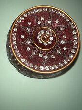 Vintage Jeweled Deep Red Trinket Pill Box  picture