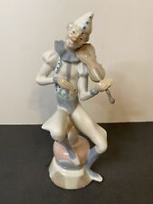 VTG Casades Porcelain Musician Clown Figurine playing Violin Sitting 10” Spain picture