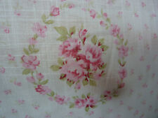 Yuwa Juliet Wreaths of Pink Roses/White Cotton Slub Lawn Soft Drape Fabric BTY  picture