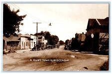 c1950's A Quiet Town In Wisconsin WI, Cars Shoe Repairing RPPC Photo Postcard picture