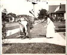 LOT 391  TWO SNAP SHOTS FUN COUPLE PORTLAND OR 1911 picture