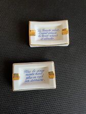 2 Limoges France Porcelain Small Ashtrays With Gold Trim picture