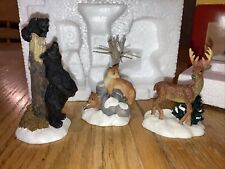 Dept 56 Home Town Traditions American Heartland “Pine Tree Wooded Animals” Set/3 picture