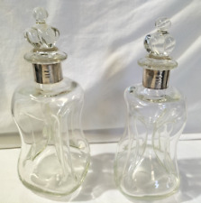 Vintage Pair of E. Dragsted Sterling Silver Necked Danish Kluk Kluk Decanters x2 picture