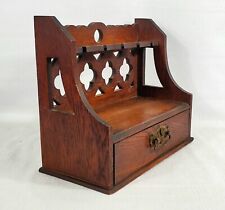 oak wooden pipe holder stand rack draw desktop tobacco antique Gothic Victorian  picture