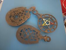 Lot of 3 Antique Vintage Cast Iron Footed Trivets picture