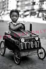 Vintage Old 1940's Photo reprint of African American Black Little Girl Pedal Car picture