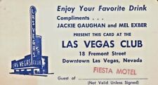 c.1960s Fiesta Motel Card Drink Ticket Las Vegas Club Jackie Gaughan Mel Exber picture