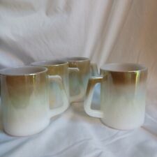 Vintage Federal F Mesa Milk Glass Coffee Mug Cup - Set of 4 - D Handle picture