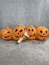 Vintage  1995 TRENDMASTERS  HALLOWEEEN 4 Lined Up JACK O LANTERNS Pumpkins Light picture