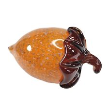 Vtg Pier 1 Imports Art Glass Acorn Fall Home Decor Mottled Orange Amber Stem Nut picture