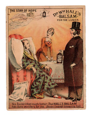 c1880 Dr Hall's Balsam Lungs Trade Card Quack Medicine Guardian Angel House Call picture