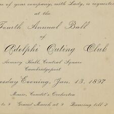 1897 Adelphi Outing Club Dance Invitation Condit Orchestra Cambridge Harvard MA picture