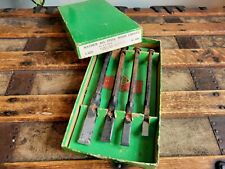 Vintage Mayhew All Steel Wood Chisel 4 Piece Set No. 840 in Box 3/8 1/2 5/8 3/4 picture