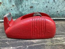Vintage Red Cast Iron Whale Tail Tape Dispenser Closed Bottom Small Art Deco picture