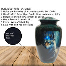 Graceful Tribute Adult Cremation Urn For Human Ashes Featuring Crown Wolf Design picture