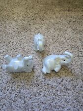Set of 3 White Iridescent Playing Elephants picture