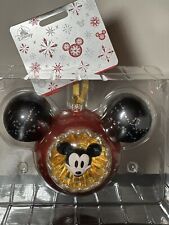DISNEY MICKEY Mouse Double Sided Glass Sunburst ICON Mickey Ear Ornament NWT picture