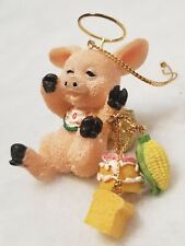 VINTAGE PINK LITTLE PIG WITH WINGS & HALO ORNAMENT CHRISTMAS HOLIDAY 2.5