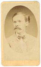Antique CDV Circa 1870'S Handsome Man Mustache Catlin & Clark Jacksonville, IL picture