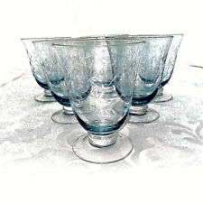 LENOX HEATHER BLUE STEMMED DOUBLE OLD FASHIONED GLASSES-SET OF 6 picture