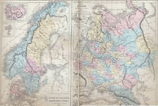 Antique 1869 Map - Scandinavia - Russia   picture