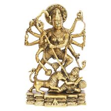 Mata Durga Brass Statue Maa Mahishasura Mardini Devi Idol Temple Puja 11.5 Inch picture