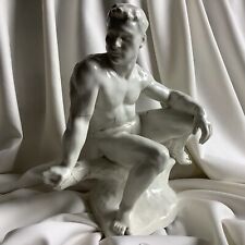 Muscle Nude Male Man Beach Boy Gay Art Body Sculpture Antique Signed Porcelain picture