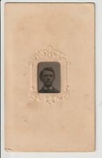 Civil War Ferrotype Tintype 1860s era of Man in suit cardboard embellished frame picture