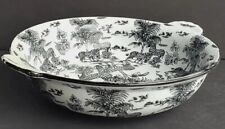 Large White & Black Ceramic Bowl W/Zebras African Safari Jungle Bowl  picture