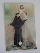 Relic prayer card St Saint Maria Faustina visited by Jesus Apostle Divine Mercy picture